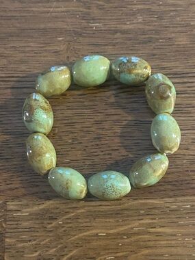 Heavier Green and Brown-Speckled Stone Bracelet